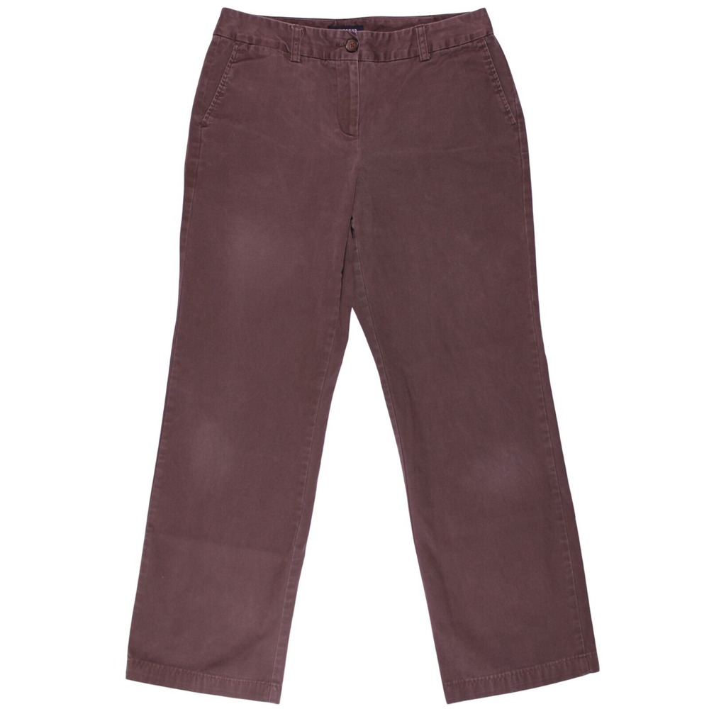 Lands End Pants Womens 6 Brown Fit 2 Straight Casual Chino Cotton Twill 30x28
